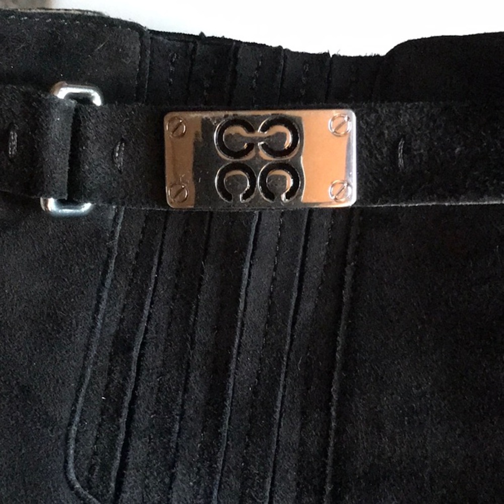 COACH Black Suede Ankle Boot with Silver Buckle